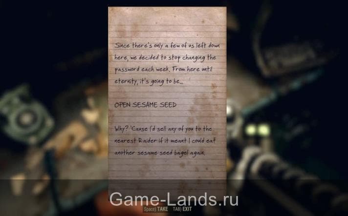 Open Sesame Seed коды от заблокированной двери в Fallout 76